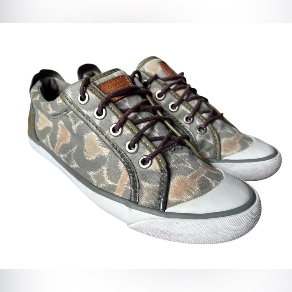 Coach Olive Green Taupe Sage Barrett Sneakers  Size 7